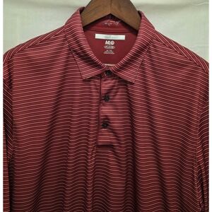 Greg Norman Polo Shirt Mens XL Red Striped Short Sleeve Play Dry Golf Top ML75